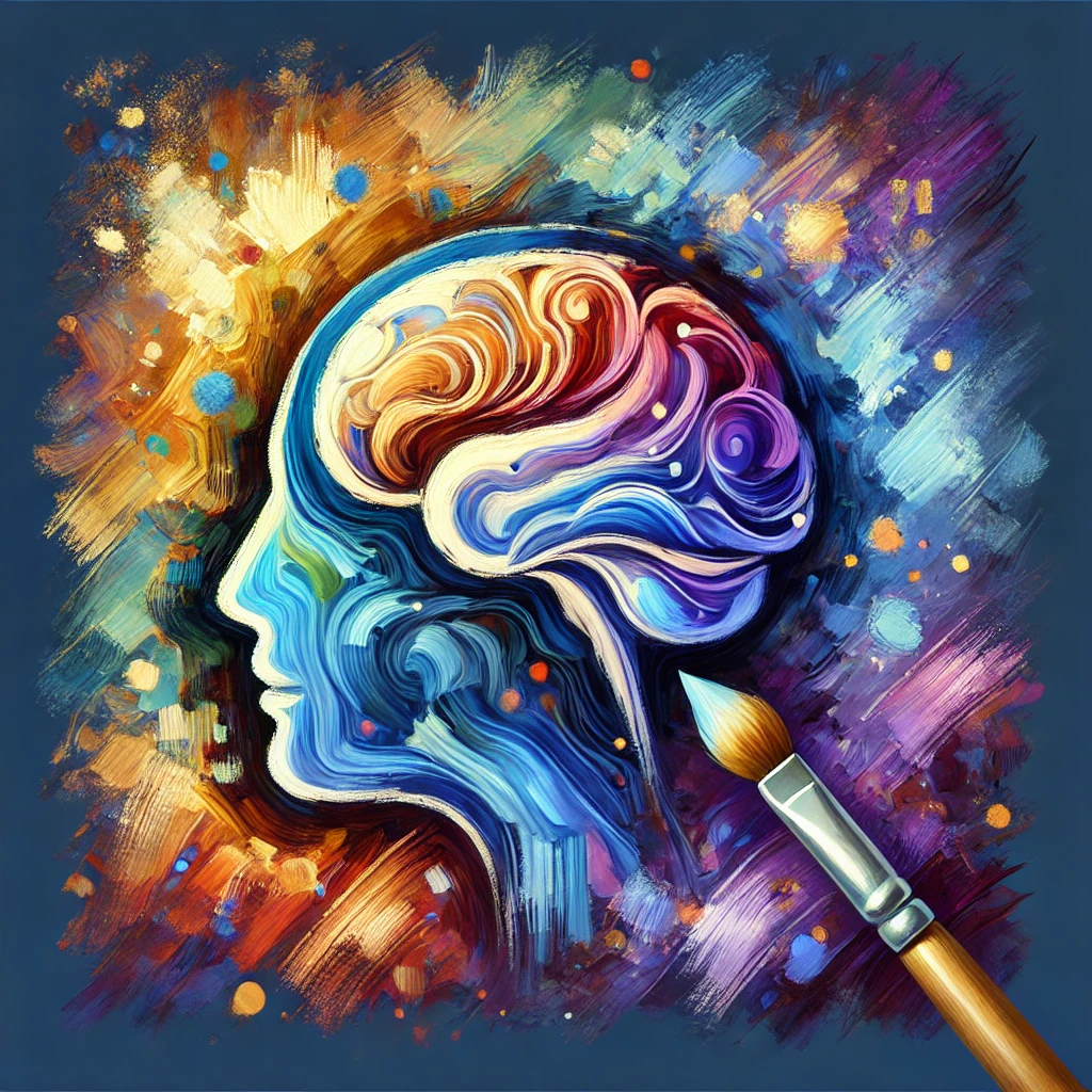 An impressionist-style favicon showing an abstract AI brain merged with a paintbrush stroke